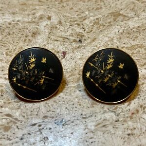 Vintage 30s Amira Japanese Damascene Earrings
